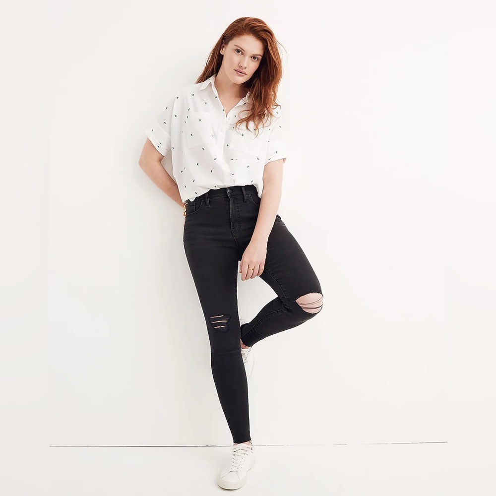 Madewell Black Denim - 9" Mid-Rise Skinny Jeans in Black Sea